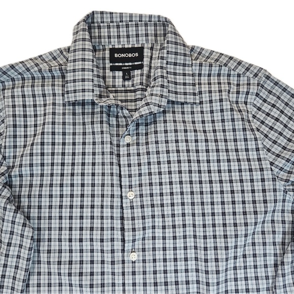 Bonobos Button Down Shirt Mens Large Plaid Black Casual Cotton Long Sleeve Top - Picture 3 of 8